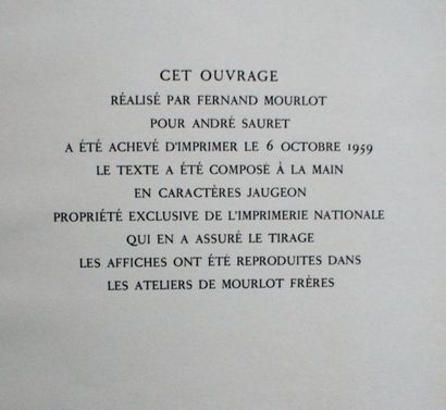 Fernand MOURLOT AFFICHES ORIGINALES DES MAÎTRES DE L’ÉCOLE DE PARIS .1956 André Sauret...