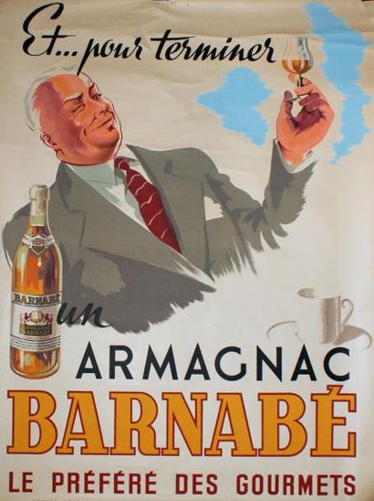 ANONYME (3 affiches) ARMAGNAC BARNABÉ.”LE PRÉFÉRÉ DES GOURMETS”. Vers 1946. Damour...