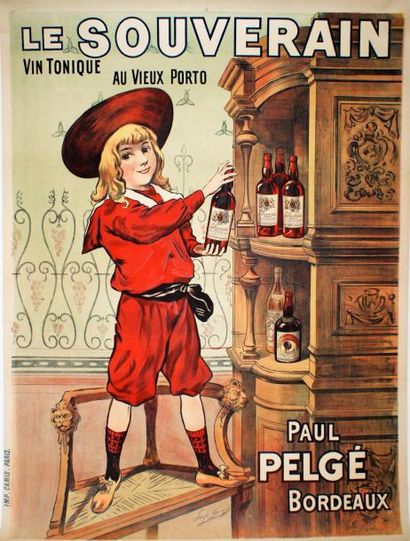 ANONYME LE SOUVERAIN. "VIN TONIQUE AU VIEUX PORTO".Paul Pelgé, Bordeaux.Vers 1900...