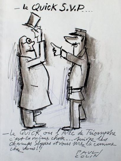 COLIN PAUL (1892-1985) QUICK ELYSÉE & LE QUICK S.V.P... Maquette et dessin - Signées...