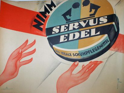 null jries SERVUS EDEL.”das ideale schuhpflegemittel”.Vers 1937 R.Barnick, Berlin...