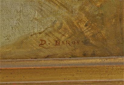 D BARON Huile sur toile signée en bas à droite 39 x 65 cm
