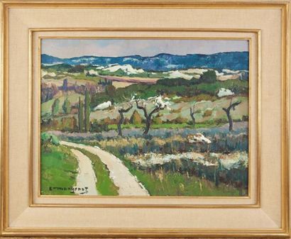 Emile MANGENOT (1910-1991) "Paysage sauvage de Provence ». Huile sur toile signée...