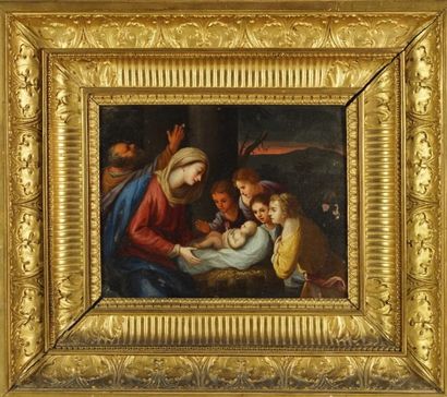 école FRANCAISE du XVIIème siècle, entourage de Jacques STELLA L'Adoration de l’Enfant....