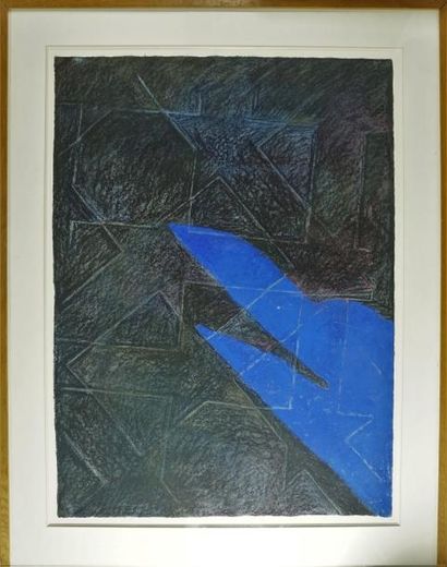 Guy de Rougemont (1935) Composition abstraite pastel 75 x 55 cm