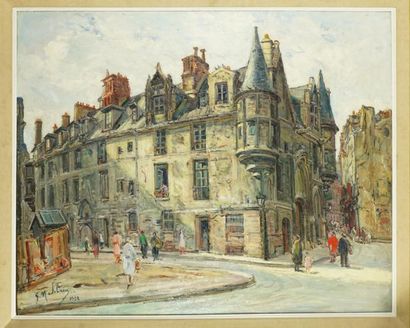 Gustave MADELAIN (1867-1944) Hôtel de Sens Paris huile sur toile signée en bas à...