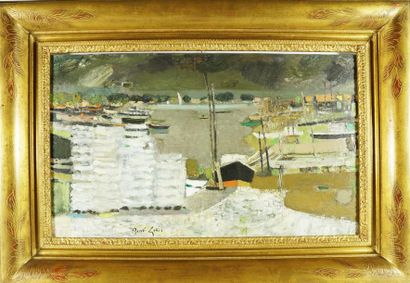 René GENIS (1922-2004) « La Teste, bassin d’Arcachon », Huile sur toile signée en...