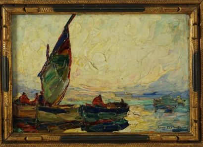 Louis PASTOUR (1876-1948) Les voiliers huile sur panneau 17 x 24 cm