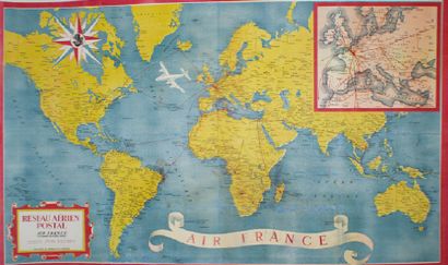 ANONYME AIR FRANCE.RÉSEAU AÉRIEN POSTAL.1948
Imp.Perceval, Paris - 62 x 100 cm -...