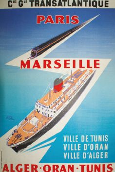 COLLIN Edouard (1906-1983) Cie Gle Transatlantique.PARIS-MARSEILLE."ALGER-ORAN-TUNIS".
Vers...