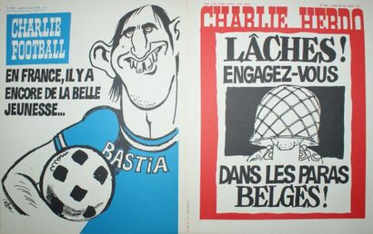 CHARLIE HEBDO - CABU (4 affichettes) 4 Affichettes kiosque de 1978 La Téléimpression,...