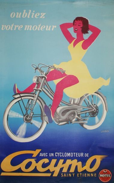 LEBRUN CYCLOMOTEUR de COCYMO”Oubliez votre moteur”, Saint-Etienne.Vers 1960 Imprimerie...