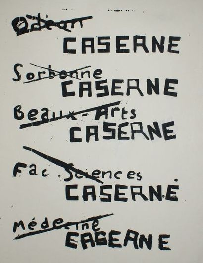 MAI 68 - Non siglée CASERNE-CASERNE-CASERNE-CASERNE Sérigraphie- 65 x 51 cm - Entoilée,...