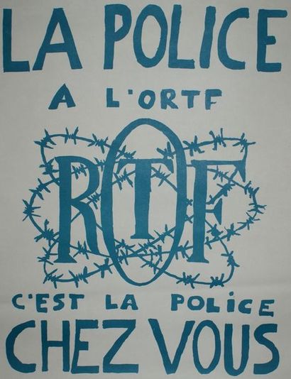 MAI 68 (2 affiches) LA LUTTE CONTINUE. 28 mai et LA POLICE À L’ORTF C’EST LA POLICE...