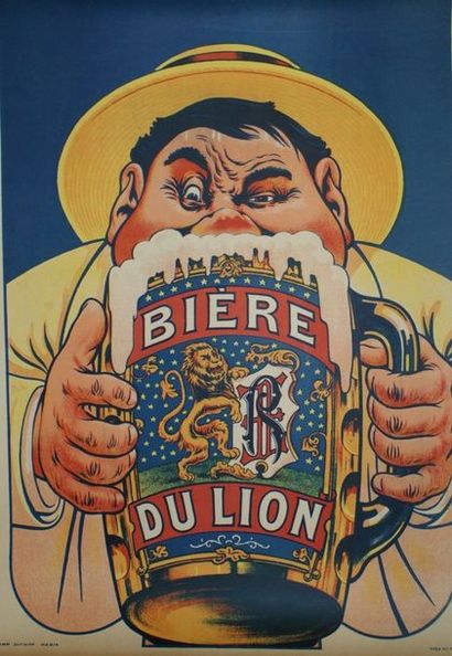 OGÉ Eugène (non signé) BIÈRE DU LION.Vers 1905. Imp.Pichot, Paris - 80 x 58 cm -...