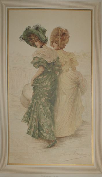 VALLAT-BISSON TROTTINS 1830 Moullot, 1900- 93 x 56 cm - Entoilée, bon état (accident...