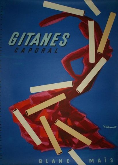 VILLEMOT Bernard (1911-1990) GITANES CAPORAL.”BLANC-MAÏS”.1955 Création S.E.I.T.A,...
