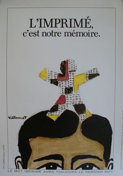 VILLEMOT Bernard (1911-1990) (2 afiches) BALLY- “HOMME CHAUSSURES ORANGE”.Vers 1986...