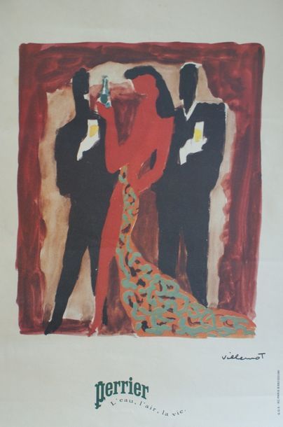 VILLEMOT Bernard (1911-1990) (3 affiches) PERRIER.”L’EAU, L’AIR, LA VIE”. 1980 et...