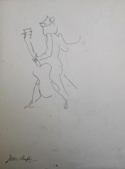 Jean DUFY (1888-1964) « Etude de personnages » dessin à la mine de plomb, portant...
