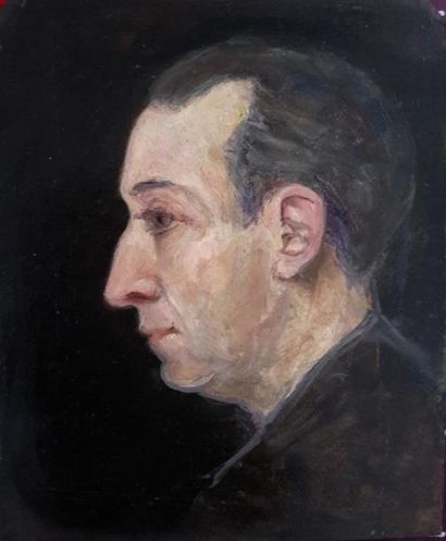 Eugène Péchaubès (1890-1967) attribué à « Portrait », huile sur papier, portant cachet...