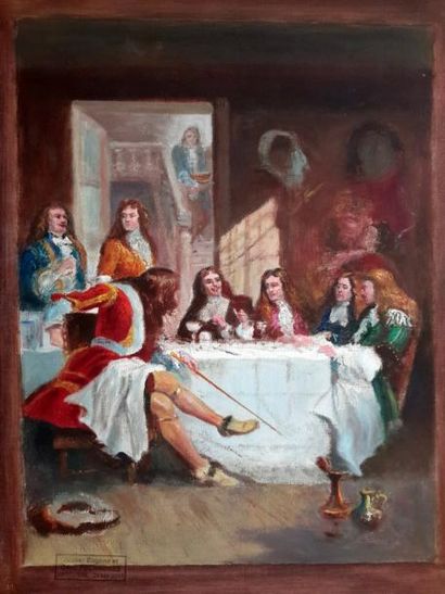Eugène Péchaubès (1890-1967) attribué à « A la table de Louis XIV », huile sur toile...