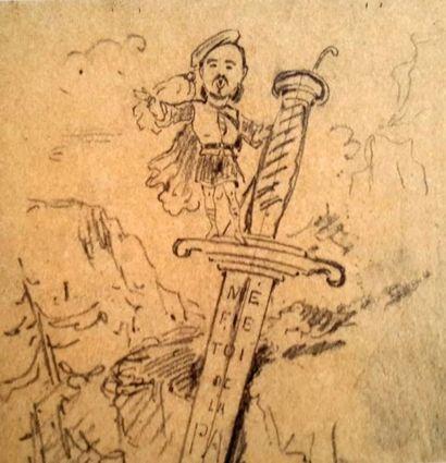 Alfred GREVIN (1827-1892) « Caricature/illustration », dessin à mine de plomb sur...