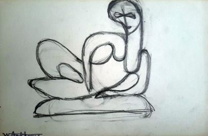 Willy ANTHOONS (1911-1982) « Nu allongé », dessin à la mine de plomb, portant cachet...
