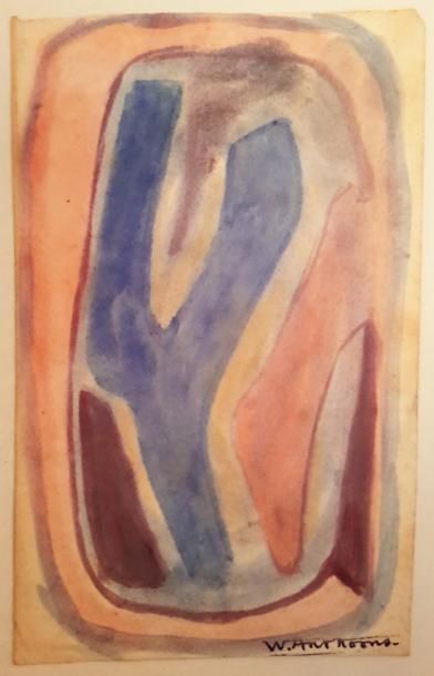 Willy ANTHOONS (1911-1982) « Abstraction», gouache, portant cachet « W.Anthoons »,...