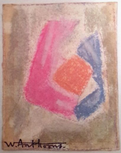 Willy ANTHOONS (1911-1982) « Abstraction», gouache et crayons gras, portant cachet...