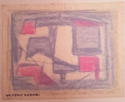 Willy ANTHOONS (1911-1982) « Abstraction», crayons gras, portant cachet « W.Anthoons »,...