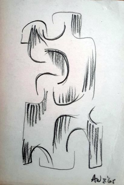 Willy ANTHOONS (1911-1982) « Abstraction », dessin à la mine de plomb, signé et daté...