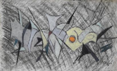 Patrice Jordan (1944-) « Abstraction », pastels gras, signé et daté en bas à droite...