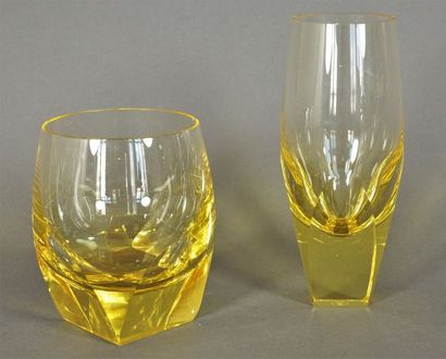 MOZER 6 verres à whisky et 6 verres à orangeade en cristal jaune