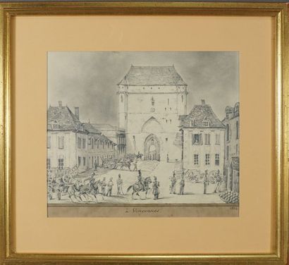 ECOLE FRANCAISE DU XIXème siècle Château de Vincennes : la tour du village et les...