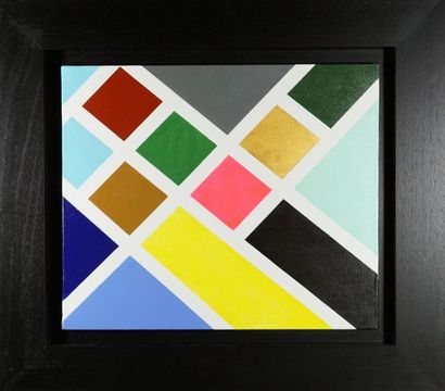 HU ZIHONG Composition abstraite. Acrylique sur toile signée au dos 46 x 55 cm