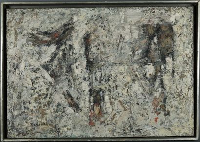 Ezechiel BAROUKH (1909-1984) Composition abstraite.Huile sur toile signée 38.5 x...