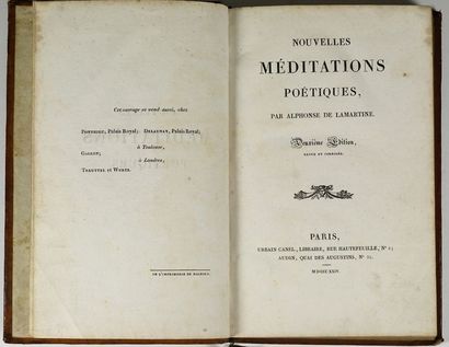 LAMARTINE (Alphonse de) Nouvelles méditations poétiques. Paris, Urbain Canel, 1824....
