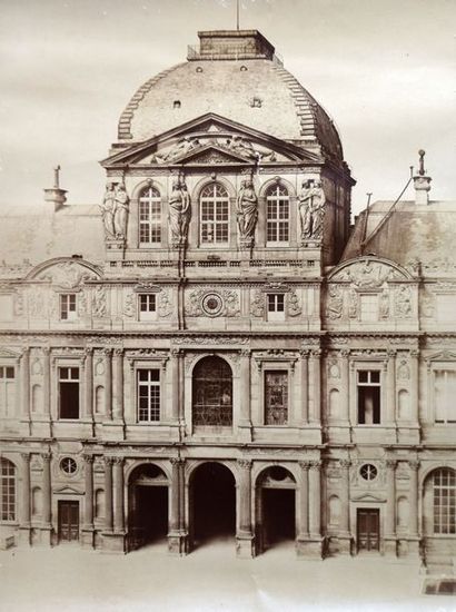 CHARLES NEGRE 1820-1880 Pavillon de l'Horloge dans la cour carrée du Louvre, ca....