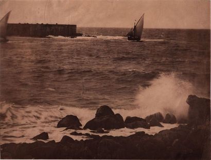GUSTAVE LE GRAY 1820-1884 "La vague brisée", mer Méditerranée n°15, printemps 1857.
Tirage...