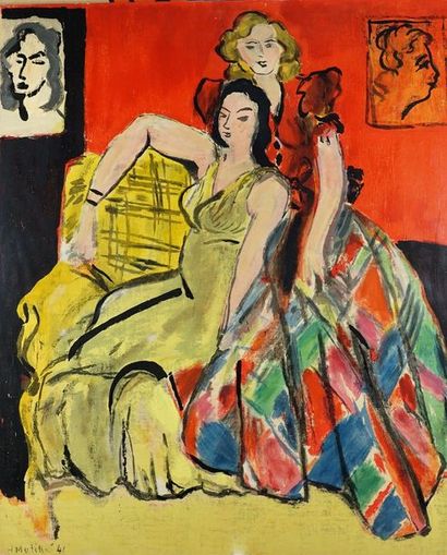 Henri MATISSE d'après. Deux femmes en robe. Procédé Aeply. 61 x 50 cm (Petites d...