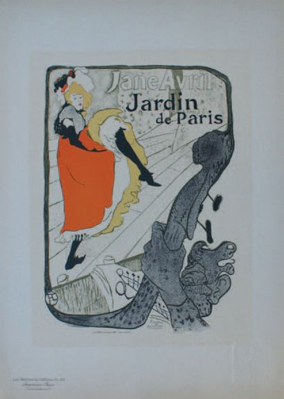 TOULOUSE-LAUTREC Henri de (1864-1901) JANE AVRIL.JARDIN DE PARIS.1898
Planche n°...