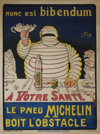 O'GALOP Marius Rossillon (1869-1946) LE PNEU MICHELIN BOIT L'OBSTACLE " NUNC EST...