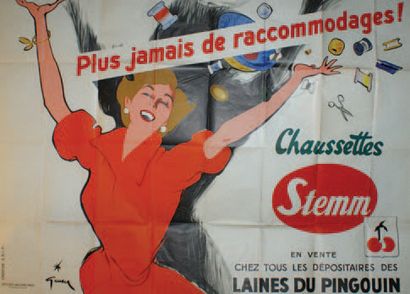 GRUAU René (1909-2004) CHAUSSETTES STEMM."PLUS JAMAIS DE RACCOMMODAGES en vente chez...