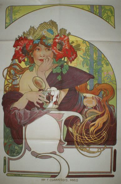 MUCHA Alphonse (1860-1939) BIÈRES DE LA MEUSE (avant lettre).
Vers 1897
Imprimerie...