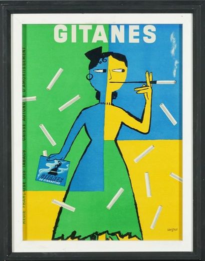 SAVIGNAC Raymond (1907- 2002) GITANES Régie Française des tabacs -32 x 24 cm (à vue)...