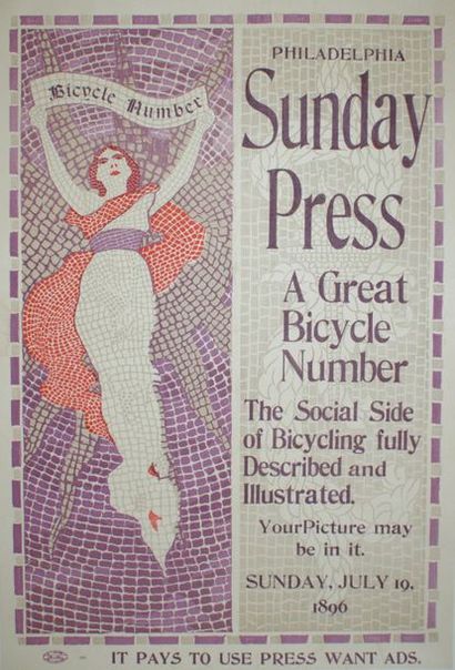 null PHILADELPHIA SUNDAY PRESS.”A Great Bicycle Number”.1896 Ireland, Philadelphia...