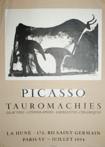 PICASSO Pablo (2 affiches) La Hune.TAUROMACHIES.Juillet 1954 Imprimerie Mourlot -...