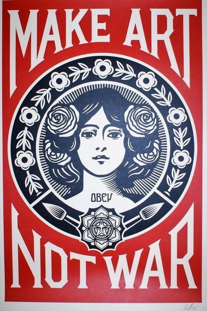 Shepard FAIREY (né en 1970) MAKE ART NOT WAR. 2017 Lithographie - Signée et datée...