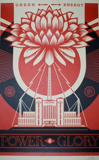 Shepard FAIREY (né en 1970) POWER GLORY GREEN ENERGY. 2017 Lithographie - Signée...